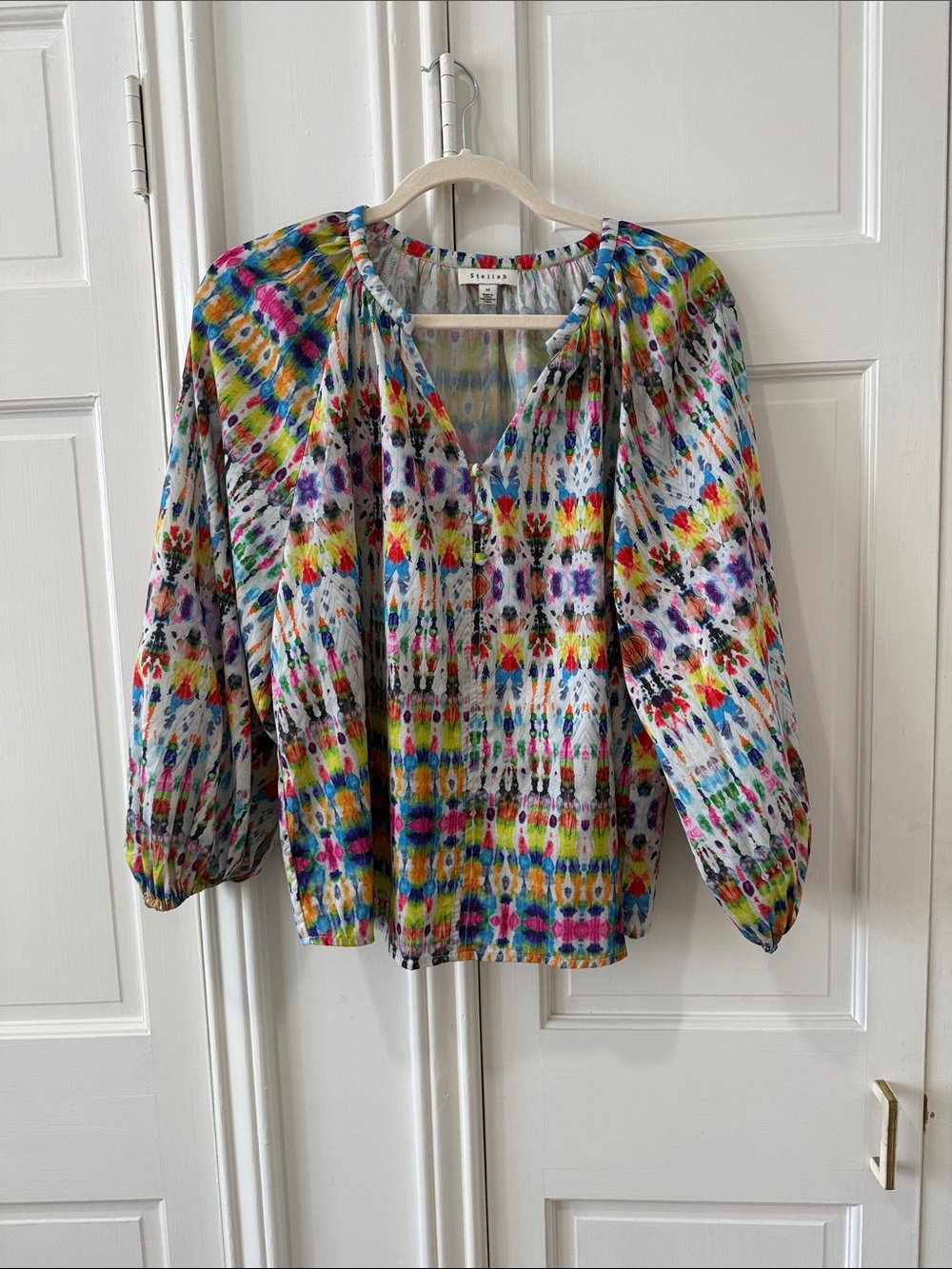 stellar Multicolor Tie-Dye Peasant Blouse - Women's